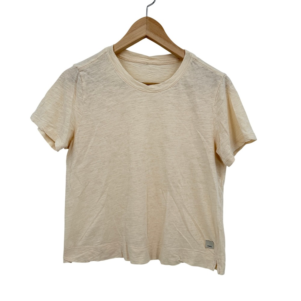 Vuori Womens Tee Cream Beige Slub Knit Short Sleeve T-Shirt Small
